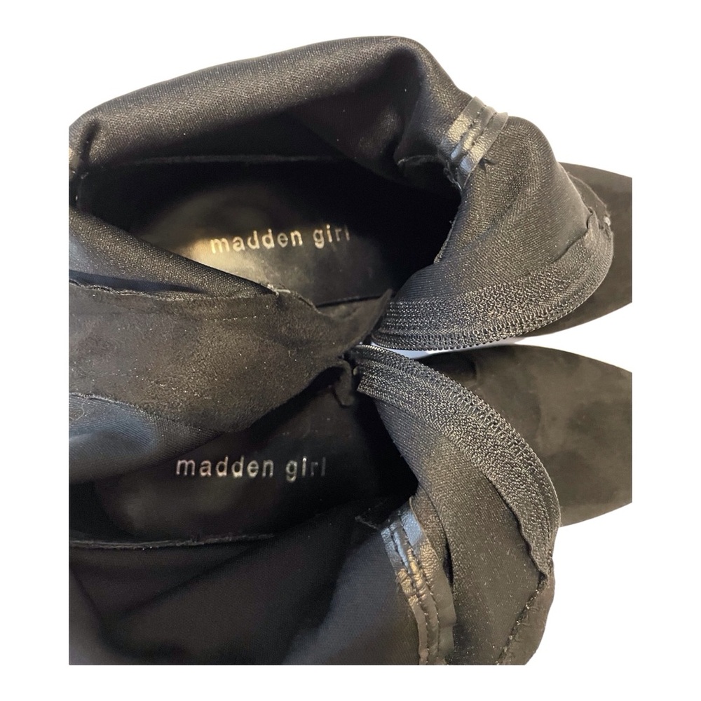 madeen girl Women's Black Textile Ankle Block Heels Boots,7.5M - Picture 11 of 12